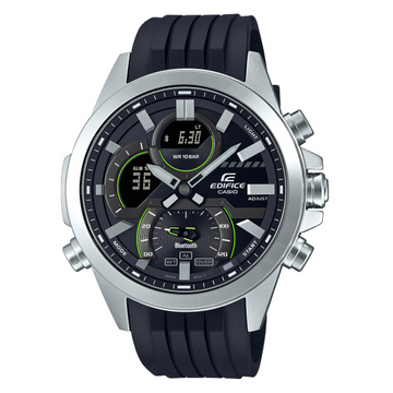 Casio Edifice ECB-30P-1ADF – Bluetooth-Connected Dual Dial Men’s Wrist Watch (Black Resin Band | 100M Water Resistance)