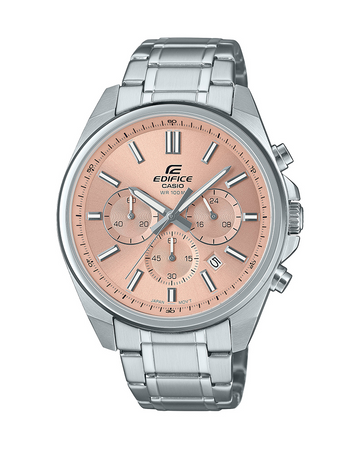 Casio Edifice EFV-650D-4AVUDF – Peach Dial Chronograph Men’s Watch (Stainless Steel | 100M Water Resistant)
