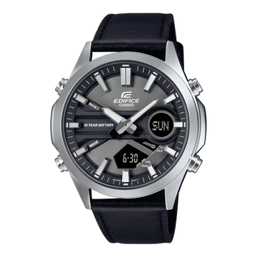 Casio Edifice EFV-C120L-8ADF – Grey Dial Analog-Digital Leather Watch for Men (100M Water Resistant)