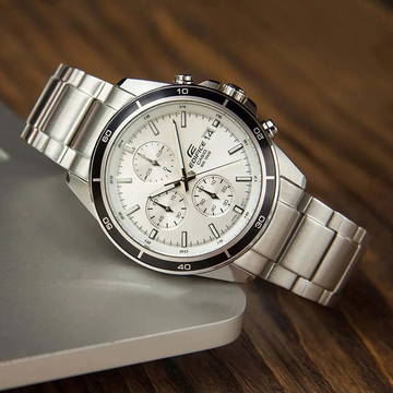 Casio Edifice EFR-526D-7AVUDF – White Dial Chronograph Watch for Men (100M Water Resistant)