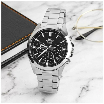 Casio Edifice EFV-650D-1AVUDF – Black Dial Chronograph Stainless Steel Watch for Men (100M Water Resistant)