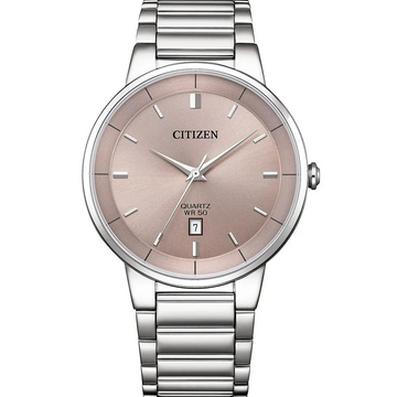 Citizen BI5120-51Z Men’s Quartz Watch – Pink Dial Stainless Steel (40mm, 50M Water Resistant, Push Button Clasp)