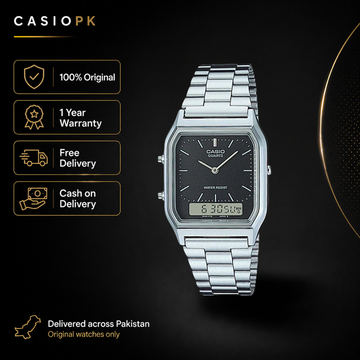 Casio - AQ-230A-1DMQ - Stainless Steel Wrist Watch for Men - Analog / Digital