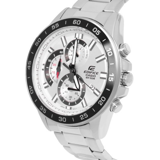 Casio Edifice EFV-550D-7AVUDF – White Dial Chronograph Men's Watch (Stainless Steel | 100M Water Resistant)