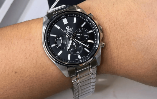 Casio Edifice EFV-650D-1AVUDF – Black Dial Chronograph Stainless Steel Watch for Men (100M Water Resistant)