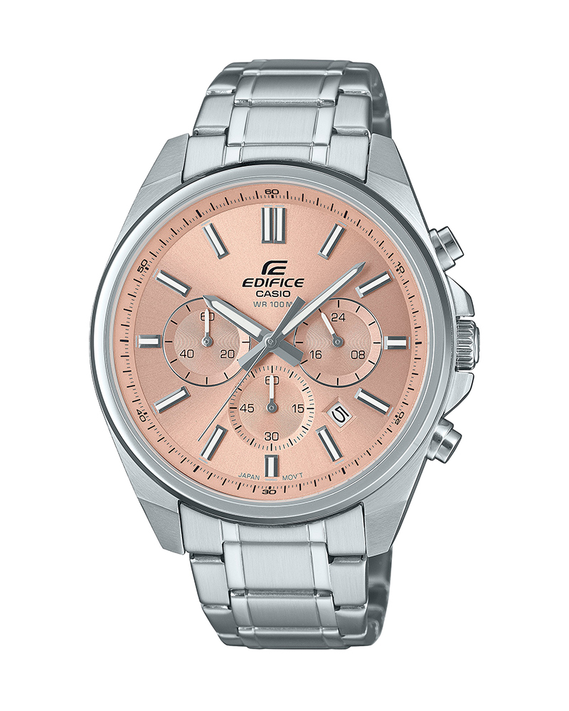 Casio Edifice EFV-650D-4AVUDF – Peach Dial Chronograph Men’s Watch (Stainless Steel | 100M Water Resistant)