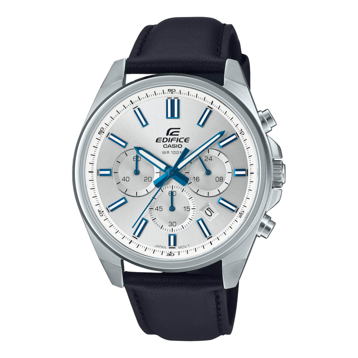Casio Edifice EFV-650L-7AVUDF – Silver Dial Chronograph Men's Watch (Leather Strap | 100M Water Resistant)