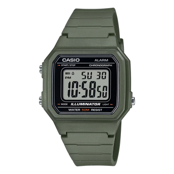 Casio General – W-217H-3AVDF Men's Watch – Black Dial, Green Resin Strap