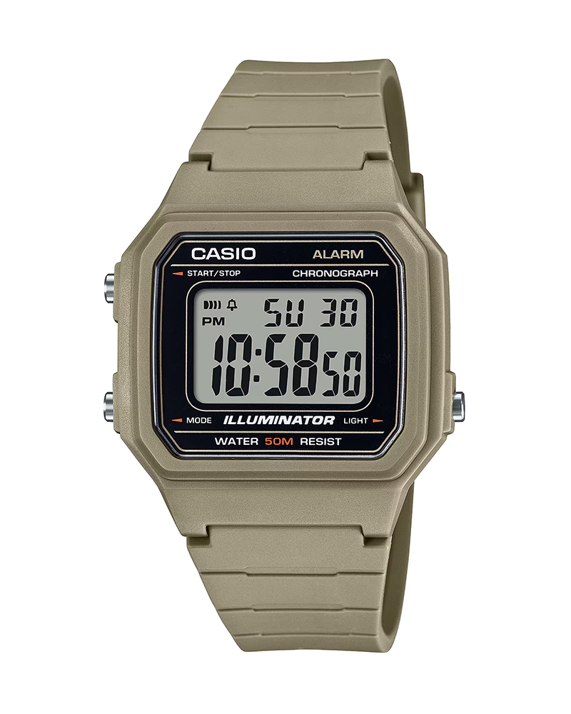 Casio General – W-217H-5AVDF Men's Watch – Black Dial, Beige Resin Strap