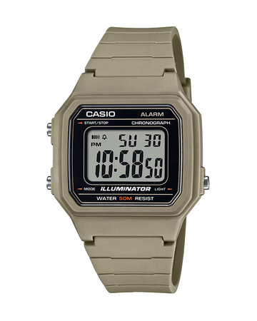 Casio General – W-217H-5AVDF Men's Watch – Black Dial, Beige Resin Strap