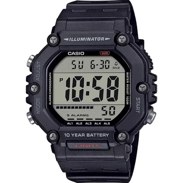 Casio AE-1600H-1A Men’s Digital Watch – Black Resin Strap (100M Water Resistant, World Time, 5 Alarms, LED Light)