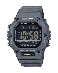 Casio AE-1600H-8BVDF Men’s Digital Watch – Grey Resin Strap (World Time, Alarm, Stopwatch, LED Light, 100M Water Resistant)