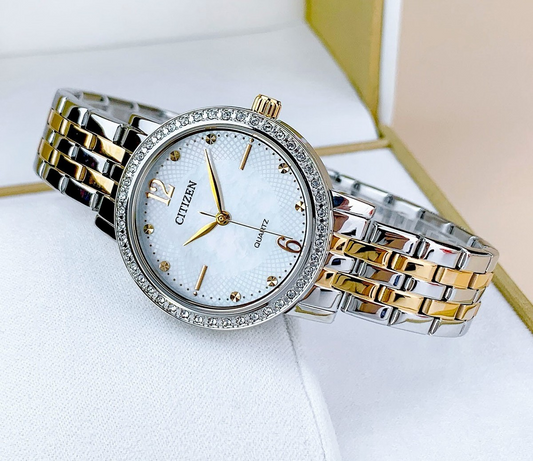 Citizen EL3106-59D Women’s Two-Tone Stainless Steel Watch with Mother of Pearl Dial