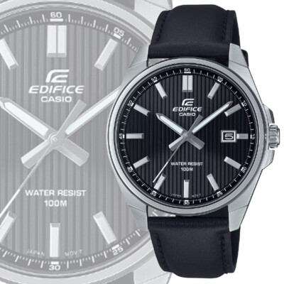 Casio Edifice EFV-150L-1AVUDF – Men's Analog Leather Strap Watch (100M Water Resistant)
