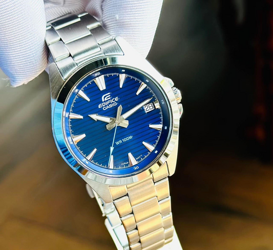 Casio Edifice EFV-140D-2AVUDF – Blue Dial Stainless Steel Men’s Watch (100M Water Resistant)